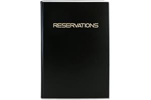BookFactory Reservations Book, 365 Day Table Reservations, Restaurant Dinner Reservations 408 Pages, 8 7/8" x 13 1/2" Black Imitation Leather, Smyth Sewn Hardbound (LOG-408-OCS-A-LKT79-(Reservations))