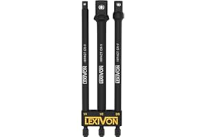 Lexivon Impact Grade Socket Adapter Set, 6 inch Extension Bit with Holder, 3-piece 1/4 inch, 3/8 inch and 1/2 inch Drive -