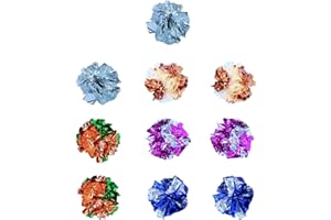 Benixmidart 10Pcs Cat Crinkle Balls, 6CM Soft Cat Mylar Crinkle Balls with Random Vivid Colors, Interactive Crinkle Cat Toy Balls for Indoor Cats to Have Fun, Keep Active& Relief Stress (A)