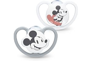 NUK Ciuccio Space | 18-36 mesi | Succhietti con extra ventilazione | Silicone senza BPA | Disney Topolino | 2 pezzi