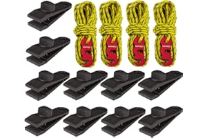 SUDOPRU Tarp Clips Heavy Duty Lock Grip, 14 Pcs Tarp Clamps Heavy Duty, Awning Clamp Fasteners Grip, Tent Clip for Tarps, Car Cover, Canvas, Swimming Pool Covers(10 Pcs Clips and 4 pcs Cords)