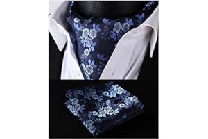 HISDERN Cravats dla mężczyzn jedwabny szal paisley i chusteczka w kropki Ascot krawat i poszetka zestaw na wesele biznesowe