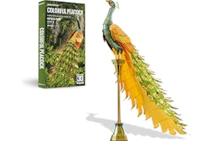 Piececool Puzzle 3D Maqueta Metal, Pavo Real Puzzles 3D Maquetas para Montar, Maquetas para Construir Adultos y Adolescentes, Amarillo
