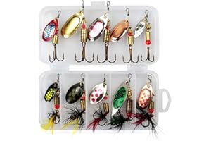 OTKARXUS Spinner Bait Set- 10Pcs Multi Colored Fishing Spinners Esche Cucchiaio Esche Esche da Pesca Crankbaits Set per Trota Luccio Spigola Salmone con Scatola