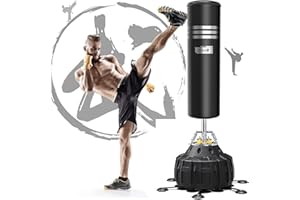 Dripex Sac de Boxe Autoportant Sac de Frappe sur Pied 178 cm Punching Ball avec 19/25 Ventouses pour Muay Thai, Kickboxing, Arts Martiaux et MMA