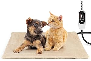 ‎NICREW NICREW Haustier Heizkissen für Katze Hund 40x70cm, Temperatur& Timing Einstellbar Elektrisches Heizkissen mit Anti-Bite-Schlauchwickel Kabel,