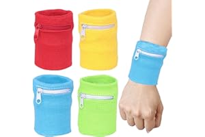 KASESSS 4 Stück Sport Handgelenktasche, Handgelenk Beutel mit Reißverschluss, Schweissband Handgelenk Herren Damen, Schweißbänder Handgelenk für Joggen, Gassi gehen, Fahrrad, Laufen und Yoga
