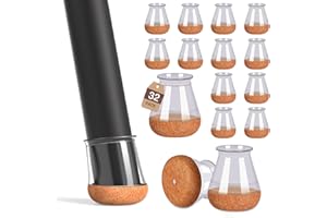 MUYOS 32 Pcs Small Chair Leg Floor Protectors Furniture Pads Floor Protectors for Hardwood Floors Chair Sliders Silicone Covers with Stronger Felt Pads Clear X-small (Fit:14-20mm)