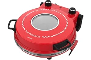 Cecotec Horno Eléctrico para Pizzas Pizza Maker Fun Pizza&Co Mamma Mía Window +. 1200W, Temp. de 15min, Cocina hasta 400ºC, Termostato Regulable, Cocción Uniforme, Placas de Piedra, Indicador Luminoso