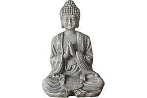 ‎ZEN ARÔME Buddha Statue Meditation 2 - Zen und Feng Shui Deko Statue - Bringt eine beruhigende und entspannende Atmosphäre in Ihr Zuhause - Glücksbringer Statue Farbe Grau - Höhe: 12cm - Zen'Light