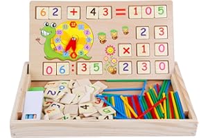 Awonlate Jouet Montessori Mathématiques, Montessori 1 Ans, Tiges de Calcul en Bois, Enfant Jeux Mathématiques Bois Bâtons, Motricité Fine Jouets pour 1 2 3 Ans