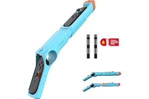 INITMMO Shooting Game Gun Controller for Nintendo Switch 1/2/OLED Joy Cons, Scalable Gun Hand Grip for Sniper Elite, Hunting Simulator, Wolfenstein 2,Splatoon,Big Buck Hunter&Other Hunting Games- Blue
