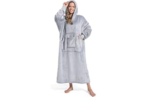 FUSSEDA Sweatshirt en Laine Super Grand et Portable, Capuche en Laine Super épaisse et Chaude Sherpa Confortable, avec Poches et Manches pour Les Enfants Adultes