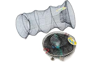 BPS FISH BPS Red de Pesca Malla Cesta de Camarones Pesca Cangrejo Plegable Jaula de Pesca Trampa 2 Tamaños para Elegir