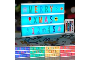 DONGQI LED-Lichtbox, Leuchtbox, Nachricht, mit 311 Buchstaben und Emojis, Fernbedienung, A4 Light Box für Hochzeit, Geburtstag, KTV, Bar, Stromversorgung über USB und Akku