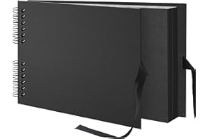 Remowith 29x21,5 cm Album fotografico Album per ritagli fai da te 40 Pagine, Libro illustrato in carta kraft con nastro di seta Libro dei ricordi per matrimonio bambino famiglia viaggi, Nero