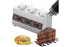 GOJLEX Calentador de salsas eléctrico con botellas de salsas, calentador comercial para salsas de queso para chocolate caliente, calentador, preservación de jam, 86-185℉ Temperatura ajustable (3 botellas)