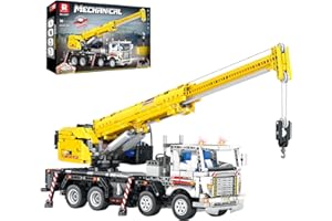 Reobrix RC Crane Truck Building Block Toy, APP/Remote Control Engineering Construction Vehicle with Motorset, 22007 Technical Brick Trailer Car Gift for Adult Child 14+ (2206 Pcs)