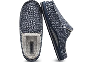 ONCAI Mens Clog Slippers with Arch Support Stripe Faux Fur Cotton-Blend High-Density Memory Foam Warm House Slippers Slip-on Indoor Outdoor Rubber Sole Size 6-15