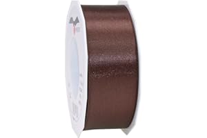 PRÄSENT C.E. PATTBERG Nastro raso colore caffè, nastro di raso per impacchettare regali, lungh. 25 m, largh. 40 mm, nastro per pacchi regalo, per decorare e bricolage, per varie occasioni