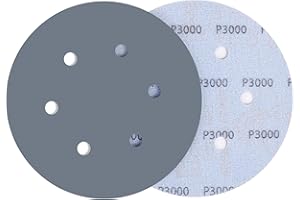 ICASTNY 150mm Sanding Disc 3000 Grit, 25 Pcs 225mm Wet Dry Sandpaper, 6 Inch 6 Hole Silicon Carbide Flocking Sander Pad for Car Metal Mirror Jewelry Polishing