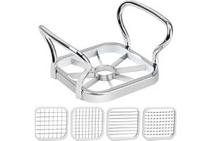Xiumeso Taglia Patate,Taglierina per Verdure, Patatine Fritte, 5 in 1 in Acciaio, per Frutta e Crinkle Cutter Affettatrice per Fai-da-Te