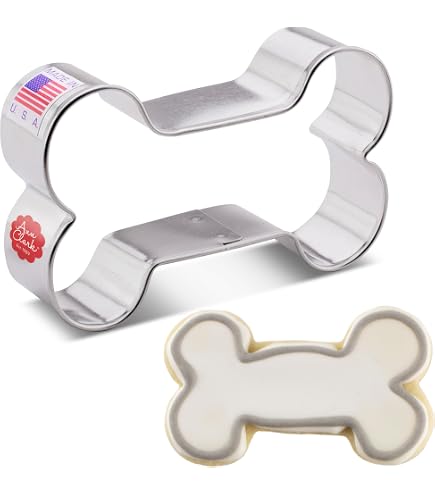 Set 2 Stampini Per Biscotti BekkiB: Cane (9,5 Cm) E Osso (5,7 Cm) In Acciaio Inox, Lavabili In Lavastoviglie