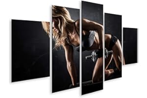 islandburner Tableau sur toile Fitness Haltères Gym Studio Athlétique Femme Muscles Cadre Affiche Poster Murale Tableaux