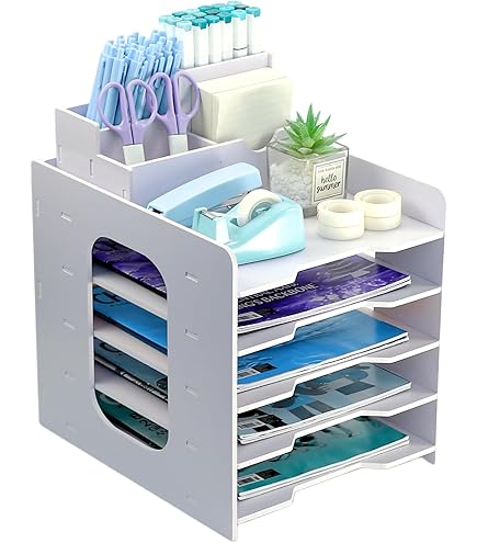 Portariviste Pieghevole HAIYUU A4 - 4 Scomparti, Organizer Documenti Per Scrivania, Casa E Ufficio - Foto 9