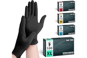 Kotarbau® 100 sztuk jednorazowych rękawiczek nitrylowych, jednorazowe, XL, czarne rękawiczki, jednorazowe rękawice gumowe, rękawice ochronne, akcesoria warsztatowe, rękawiczki kuchenne