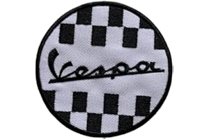 GENERIC Vespa Scooter MOD SEW/Iron ON Patch:- Black Vespa Signature Vespa Check