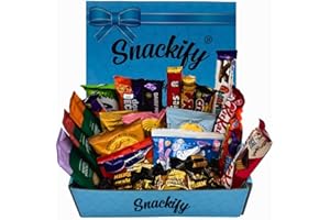 SNACKIFY Luxury Selection Gift Box, 22 Assorted Chocolate Bars, Best Flavour Coffee, Biscuits, Butters Candies, English Brands Hamper for Christmas, Fathers & Mothers Day, Birthday, Merry Chritmas Gift Card