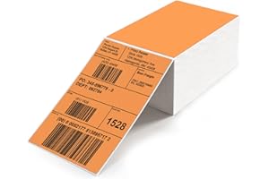 YIKIADA Etiquetas de envío naranjas de 4 x 6 pulgadas, de vinilo, autoadhesivas, térmicas, impermeables, perforadas, térmicas, directas, para DHL UPS Amazon, 500 unidades