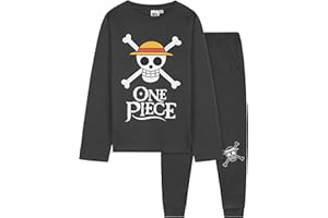 One Piece Pyjama Garçon Long, Ensemble Enfant et Ado 2 Pièces, Anime Vêtement de Nuit, Idée Cadeau Manga pour Fans de Luffy