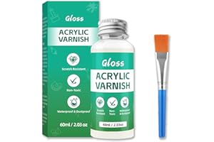 BEAUTHINK 60ml Air Dry Clay Glaze with Brushe for Decorators Varnish to Prevent Crack & Yellow, Waterproof Glaze for Air Drying Clay, High-Gloss Finish