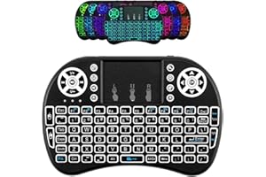 Unicavu Mini 2.4G Wireless Multimedia Keyboard Trackpad with Backlit, Rechargeable Bluetooth Mouse Combo, Portable Handheld Remote for Android TV Box Windows KODI HTPC PC Laptop