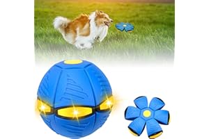 wegreeco Pet Toy Frisbee Ball, Frisbee Ball Flying Saucer Ball, Magic Decompression Deformation Foot Masher, UFO Outdoor Deformed for Pet, (Blua)