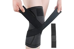 Quesuc Rodillera, 1 pack elásticos, transpirables, antideslizantes, ideales para menisco desgarrado, artritis, ligamento dañado, baloncesto, voleibol, carrera a pie, hombres y mujeres