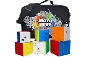Oostifun FunnyGoo 6 Ensemble de Cubes Magiques sans Autocollant avec Sac de Transport spécial, 2x2 3x3 4x4 5x5 6x6 7x7 Ensemble de Puzzle Professionnel WCA Competition Cube