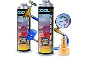 ‎COOL5 Cool5 2X Summer Full KIT AC 5in1 Klimaanlagen-Reparaturset (Ersatzgas R1234yf) mit Messschlauch + Adapter YF – für Fahrzeuge ab Baujahr 2017, 2X 290 g, 70% Produkt – Klimaanlagenlösung.