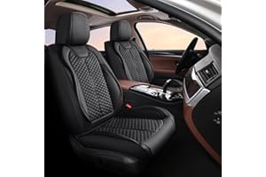 Doogo Housses de siège de Voiture Avant, Respirant et Housses de siège Avant et arrière en Cuir, Universel Similicuir Housse Siege voiturepour la Plupart des Voitures, berlines, SUV et camions, Noir