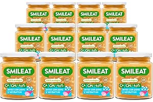 SMILEAT EAT & SMILE Smileat - Tarritos Ecológicos CA-CHI-TOS de Arroz con Pavo y Verduras, con Trocitos e Ingredientes Naturales, para Bebés desde los 10 Meses, Sano y Saludable, Sin Gluten - Pack de 12 x 230 g = 2760 g