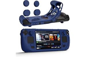 Schutzhülle für Steam Deck, MOWYEOK Verdickte Silikonhülle mit 4 Wippkappen, Stoßdämpfender und kratzfester Design Rundumschutz,Kann Stehen - Blau