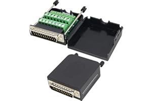 AAOTOKK DB25 Long Bolt Thread Adapter D-SUB Presa Maschio DB25 a Connettore Morsetto Femmina 25 Pin/AWY Adattatore Morsetto Maschio a 2 file DB25 con Alloggiamento e viti (2Pezzi/Bullone Maschio)