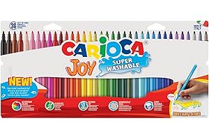 CARIOCA Pennarelli Joy Paperboard Wallet, Pennarelli Colorati per Bambini con Punta Fine, Ideali per Disegnare e Colorare, Super Lavabili, Colori Assortiti, 36 Pezzi