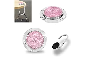 Auauraintt 2X Crochet de sac à main, Support de Crochet de Sac antidérapant Pliable, pour Sacs à Main au Bureau, au Restaurant, Cintre (Diamant rose)