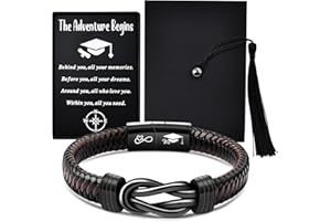 CheersLife Graduation Gifts for Him Graduation Presents for Him 2024 Graduation Gifts for Son Nephew Boyfriend Husband Friend Brother Graduation Bracelet Infinite Men's Leather Bracelet