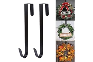 HUTATO 2Pcs Christmas Snowflake Wreath Door Hanger, 15in Metal Wreath Reef Door Hanger Hook Snowflake Decor Hook for Xmas Party Decor Door Wall Home Office (Black B)