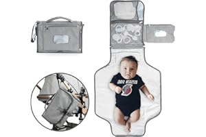 NOOGUI Cambiador Bebe Portatil | Acolchado e Impermeable | Cambiador Bebe Plegable | 4 bolsillos y Almohada | Cambiador de pañales | Ideal para recién Nacidos | Mantiene a tu bebe cómodo