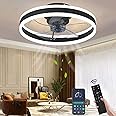 Wildcat Ceiling Fans with Lights, Quiet Modern LED with Remote Control Timer Fan Ceiling Light Fan Light for Living Room Bedroom Dining Room (Colour: Black, Size: 50 cm)